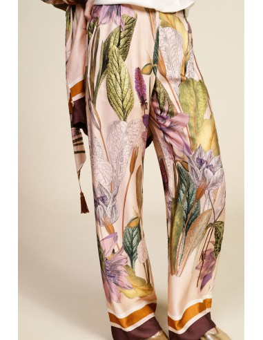 Pantalon palazzo à motif botanique, taille haute, Dixie