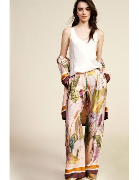 Dixie Palazzo-broek met botanische print en hoge taille