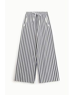 Gestreepte palazzo-broek met hoge taille en trekkoord van Dixie 2