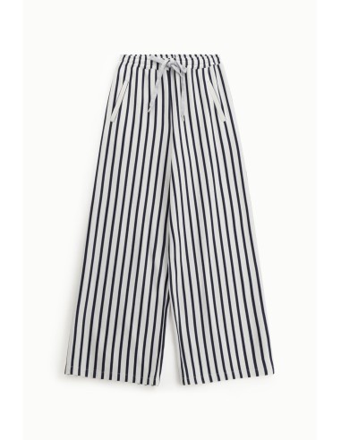 Pantalon palazzo rayé taille haute avec cordon de serrage Dixie