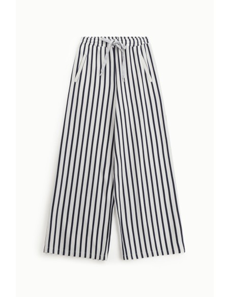 Pantalon palazzo rayé taille haute avec cordon de serrage Dixie