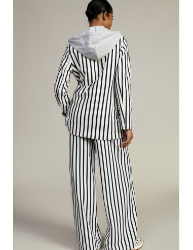 Pantalon palazzo rayé taille haute avec cordon de serrage Dixie
