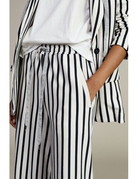 Gestreepte palazzo-broek met hoge taille en trekkoord van Dixie