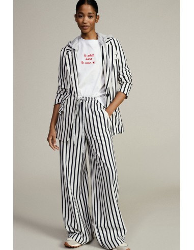 Pantalon palazzo rayé taille haute avec cordon de serrage Dixie