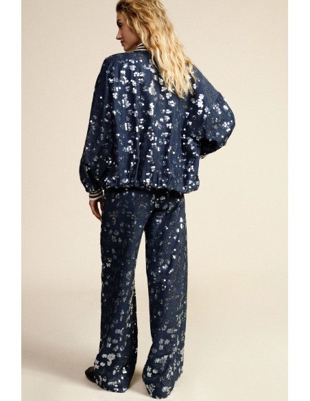 Pantalon palazzo fantaisie à sequins taille haute Dixie