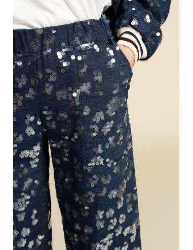 Pantalon palazzo fantaisie à sequins taille haute Dixie