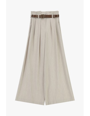 Pantalon palazzo rayé avec ceinture et taille haute Dixie