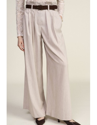 Pantalon palazzo rayé avec ceinture et taille haute Dixie