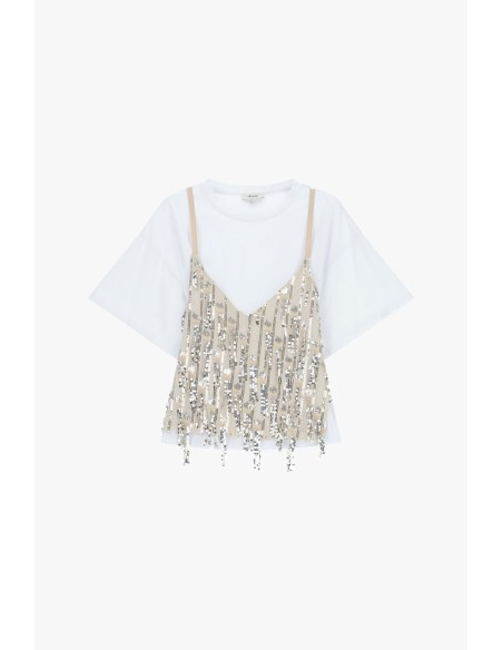 Top met T-shirt en decoratieve laagjesdetails Dixie