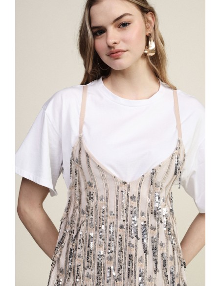 Top avec T-shirt et détails décoratifs superposés Dixie