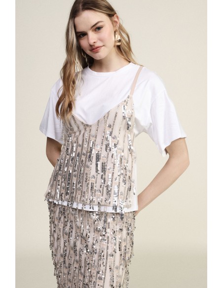 Top met T-shirt en decoratieve laagjesdetails Dixie