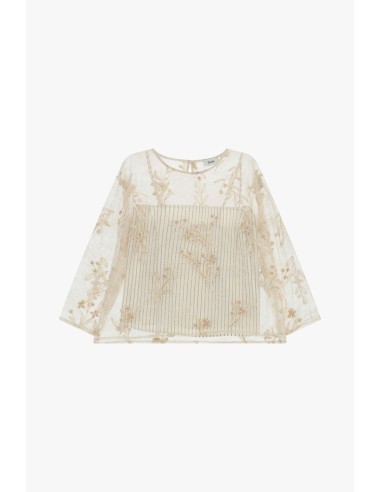 Top avec broderie florale et manches 3/4 Dixie