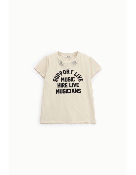 T-shirt met print aan de voorkant en juweelapplicaties Dixie