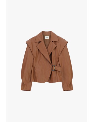 Veste en faux cuir avec épaules structurées et ceinture Dixie