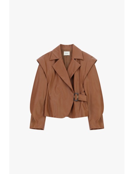 Veste en faux cuir avec épaules structurées et ceinture Dixie