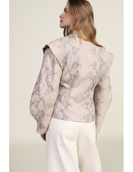 Veste en cuir imprimé serpent avec boucle Dixie